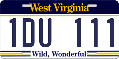 WV license plate 1DU111