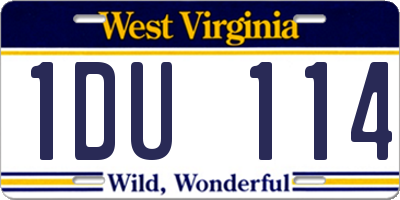 WV license plate 1DU114