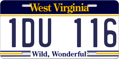 WV license plate 1DU116