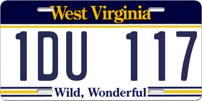 WV license plate 1DU117