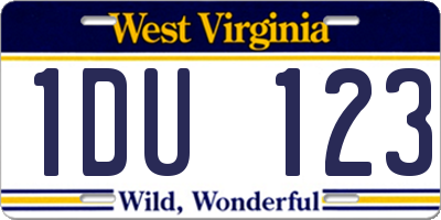 WV license plate 1DU123