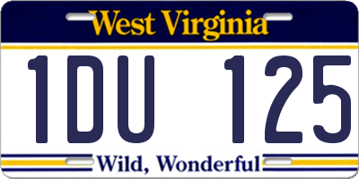 WV license plate 1DU125