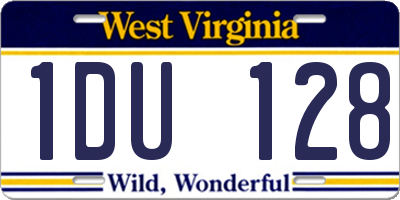 WV license plate 1DU128