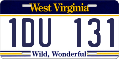 WV license plate 1DU131