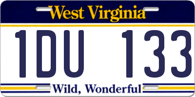 WV license plate 1DU133