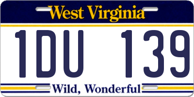 WV license plate 1DU139