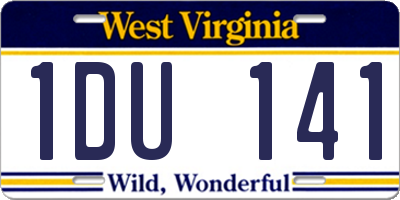 WV license plate 1DU141