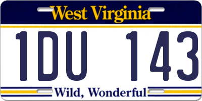 WV license plate 1DU143
