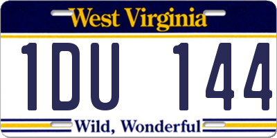 WV license plate 1DU144