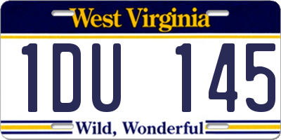 WV license plate 1DU145