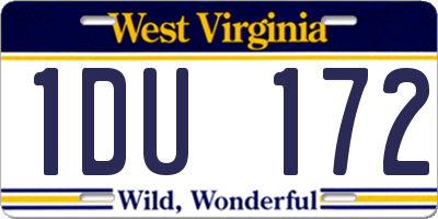 WV license plate 1DU172
