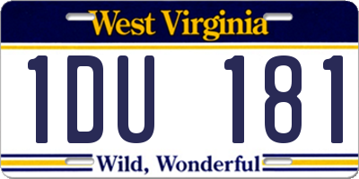 WV license plate 1DU181