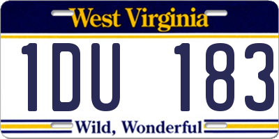 WV license plate 1DU183