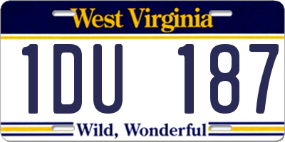 WV license plate 1DU187