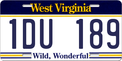 WV license plate 1DU189