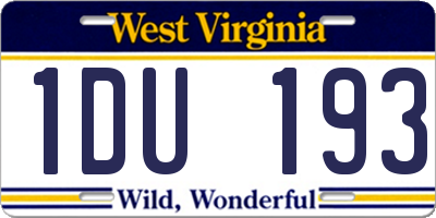 WV license plate 1DU193