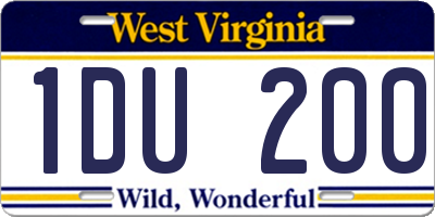 WV license plate 1DU200
