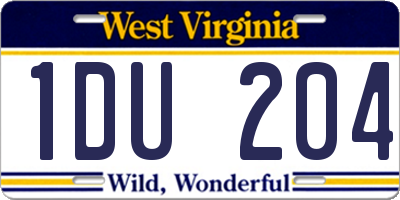WV license plate 1DU204