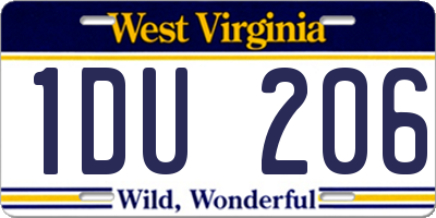WV license plate 1DU206