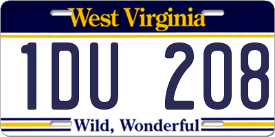 WV license plate 1DU208
