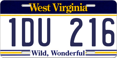 WV license plate 1DU216