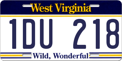 WV license plate 1DU218