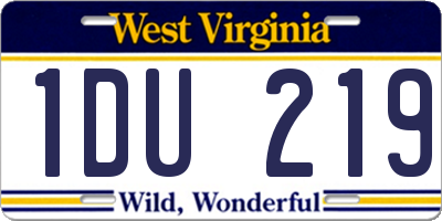 WV license plate 1DU219