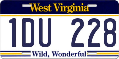 WV license plate 1DU228