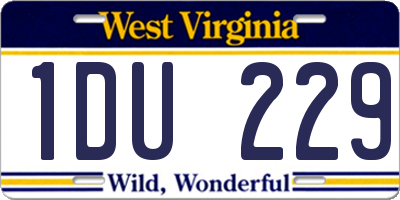 WV license plate 1DU229