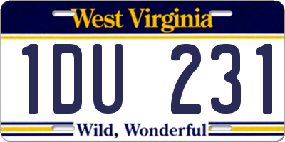 WV license plate 1DU231