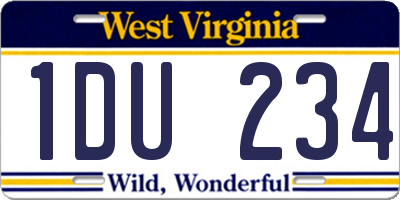 WV license plate 1DU234