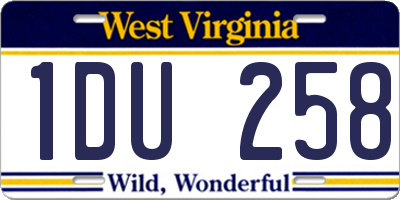 WV license plate 1DU258
