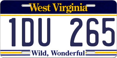 WV license plate 1DU265