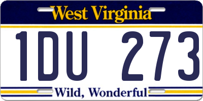 WV license plate 1DU273