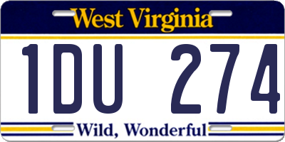 WV license plate 1DU274