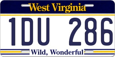 WV license plate 1DU286