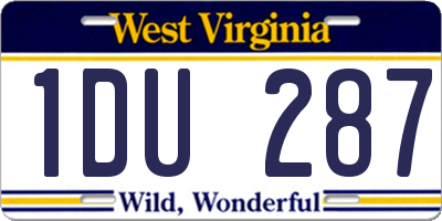 WV license plate 1DU287