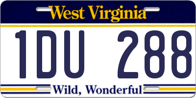 WV license plate 1DU288
