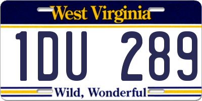 WV license plate 1DU289