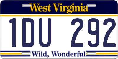 WV license plate 1DU292