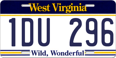WV license plate 1DU296