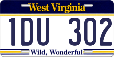 WV license plate 1DU302