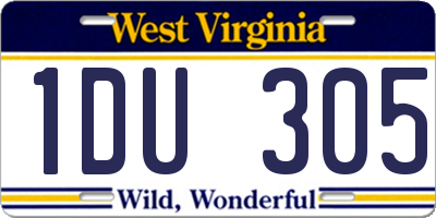 WV license plate 1DU305