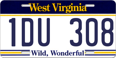 WV license plate 1DU308