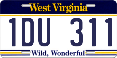WV license plate 1DU311