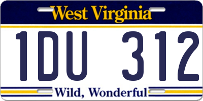 WV license plate 1DU312