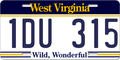 WV license plate 1DU315