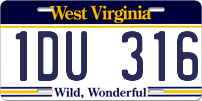 WV license plate 1DU316