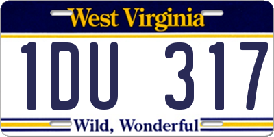 WV license plate 1DU317
