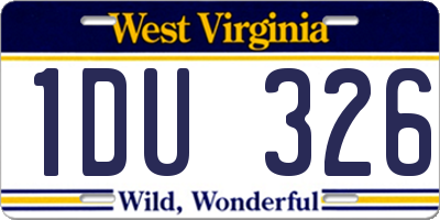 WV license plate 1DU326